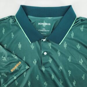 [READ]‎ Bonobos Golf Polo Shirt XXL Standard Fit Green Cactus Print Short Sleeve